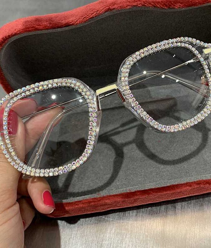 Gold Diamond Cat Eye Sunglasses for Women Brand Designer Shades Sun Glasses Men Vintage Metal Clear Eyeglasses UV400 2