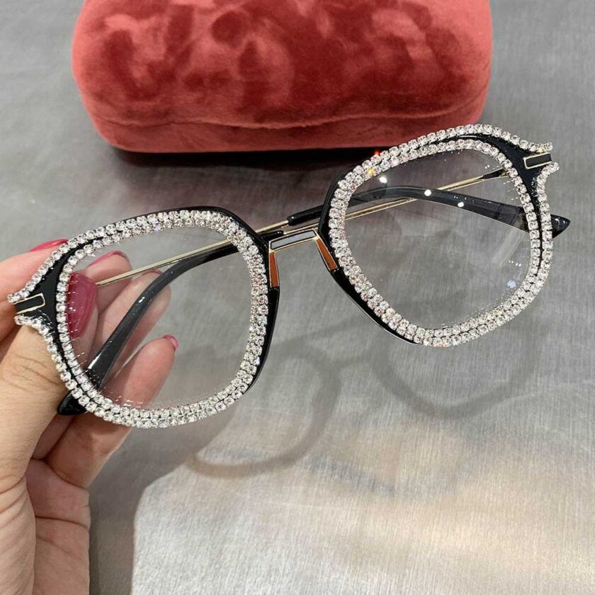 Gold Diamond Cat Eye Sunglasses for Women Brand Designer Shades Sun Glasses Men Vintage Metal Clear Eyeglasses UV400 19